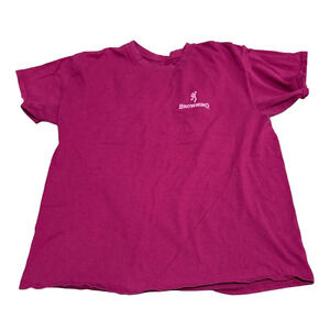 Browning Hunting Vibes Graphic Berry Pink Short Sleeve Cotton Women’s Size L